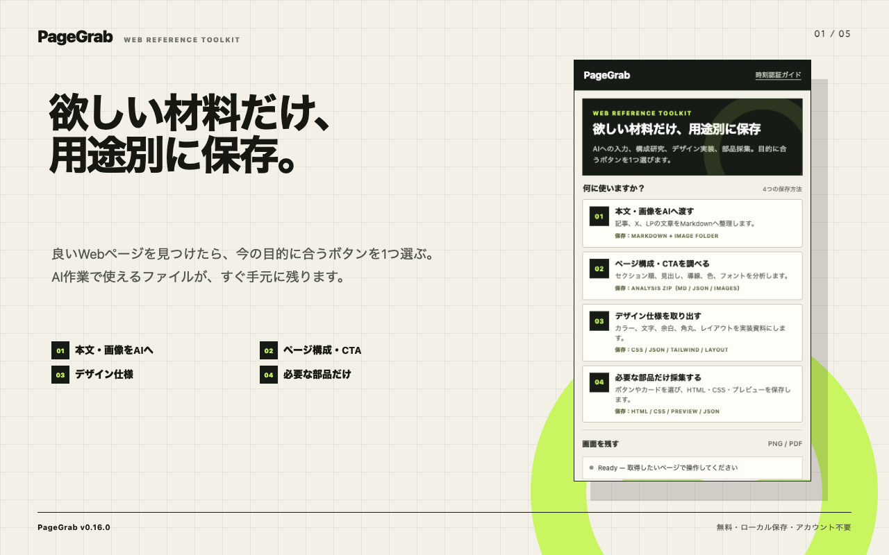 PageGrabの4つの用途と画面取得機能